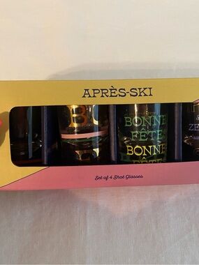 Anthropologie apres ski set of 4 shot glasses